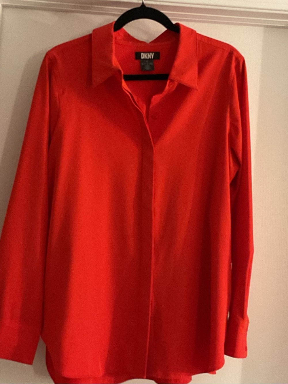 Dkny Red Long-Sleeve Button Blouse